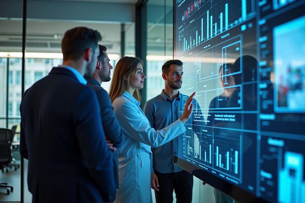 Equipo técnico de Algorithma Pro analizando algoritmos de IA